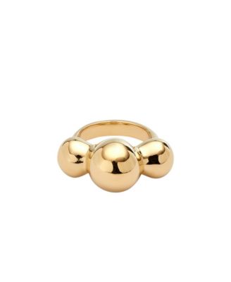 18K Gold-Plated Ring with Three Central Balls