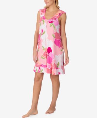 Women's Printed Short-Sleeve Chemise Sleep Dress