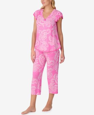 Women's Short-Sleeve Jersey Top & Cropped Pants, 2-Piece