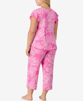 Plus Size Short-Sleeve Jersey Top & Cropped Pants, 2-Piece