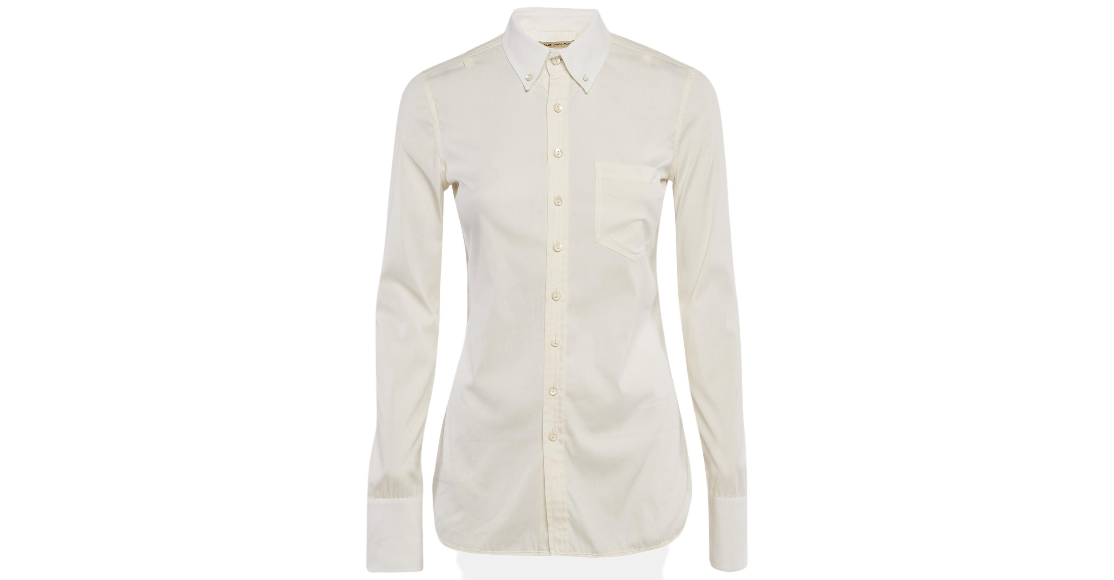 Pre-Owned Balenciaga Women's Cream Cotton Long Sleeve Shirt