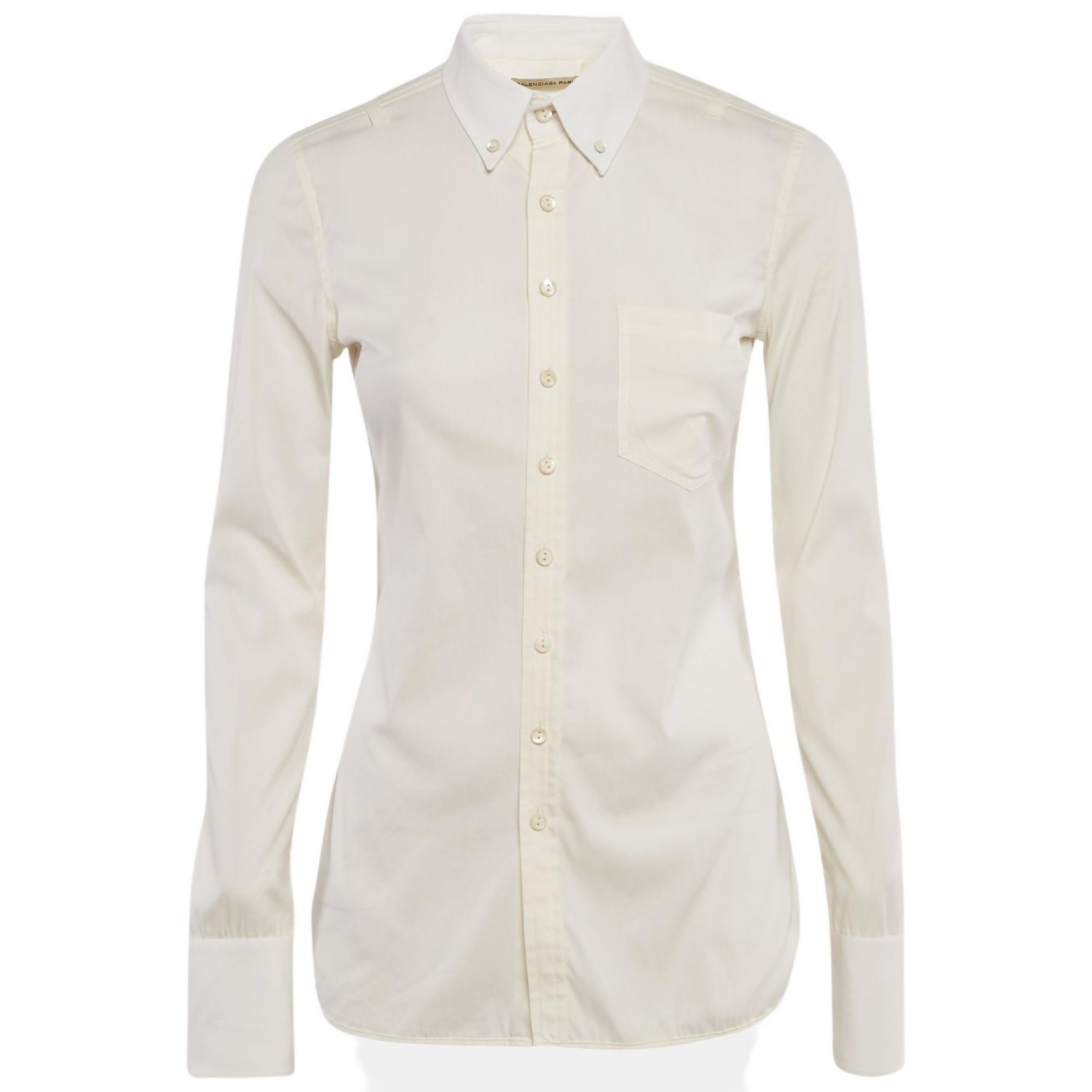 Women's Cream Cotton Long Sleeve Shirt