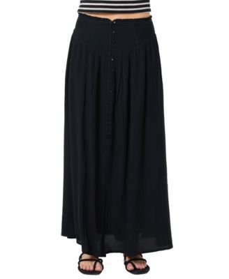 Women's Tryston Smocked Waist Button-Front Maxi Skirt