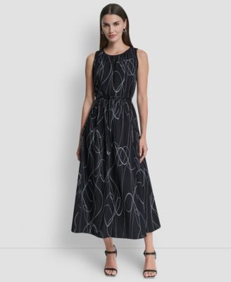 Women's Sleeveless Drop Waist Midi Dress