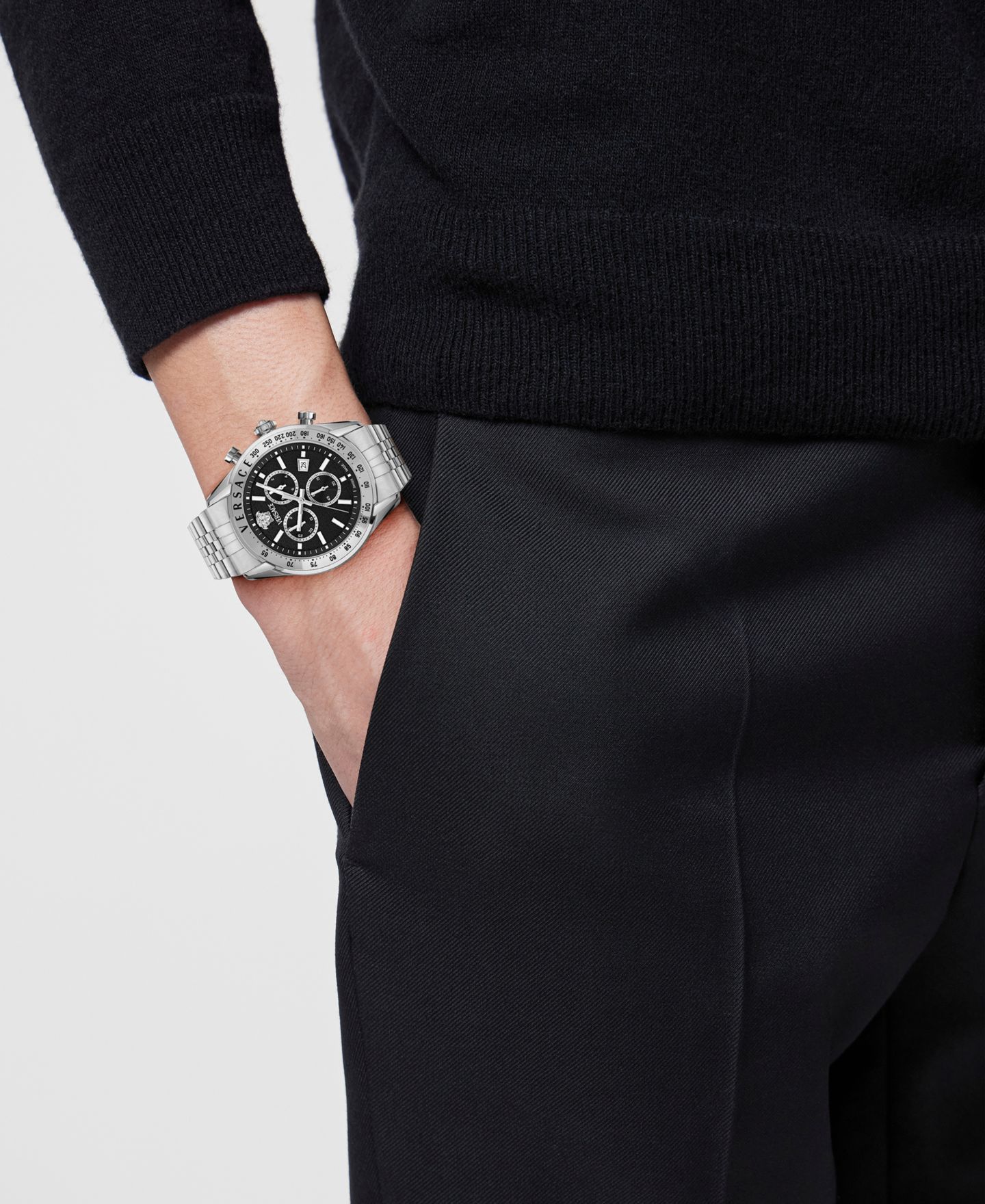 Мужские часы Versace Chrono Master Silver Stainless Steel Bracelet Watch, 44mm — фото 5