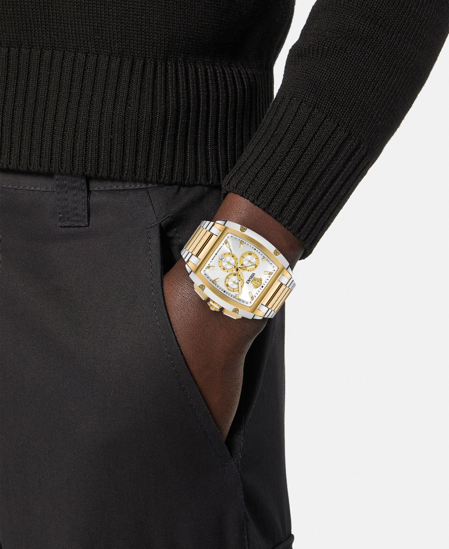 Мужские часы Versace Dominus Two-Tone Stainless Steel Bracelet Watch, 42X50mm — фото 5