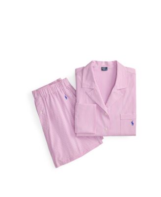 Women's 2-Piece Cropped Shirt and Boxer Shorts Pajama Set