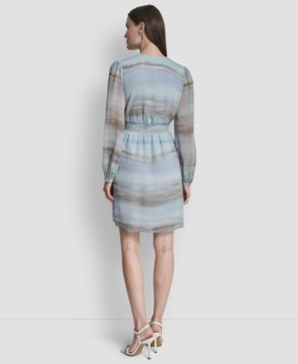 Women's V-Neck Smocked Waist Fit and Flare Dress