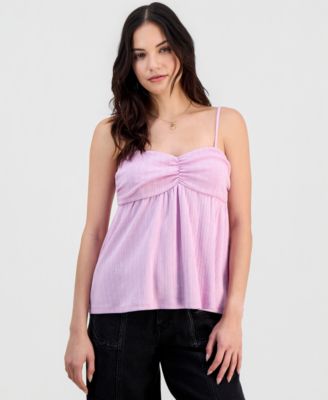 Juniors' Babydoll Pointelle Sleeveless Top