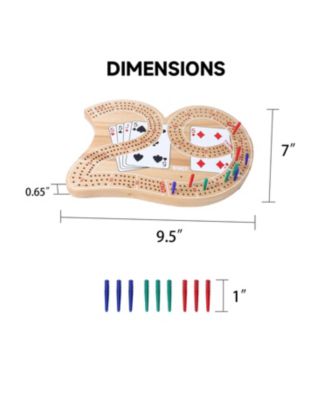 Wooden 3-Track 29 Cribbage Board Game with Plastic Pegs, Classic Three-Person Cribbage Board
