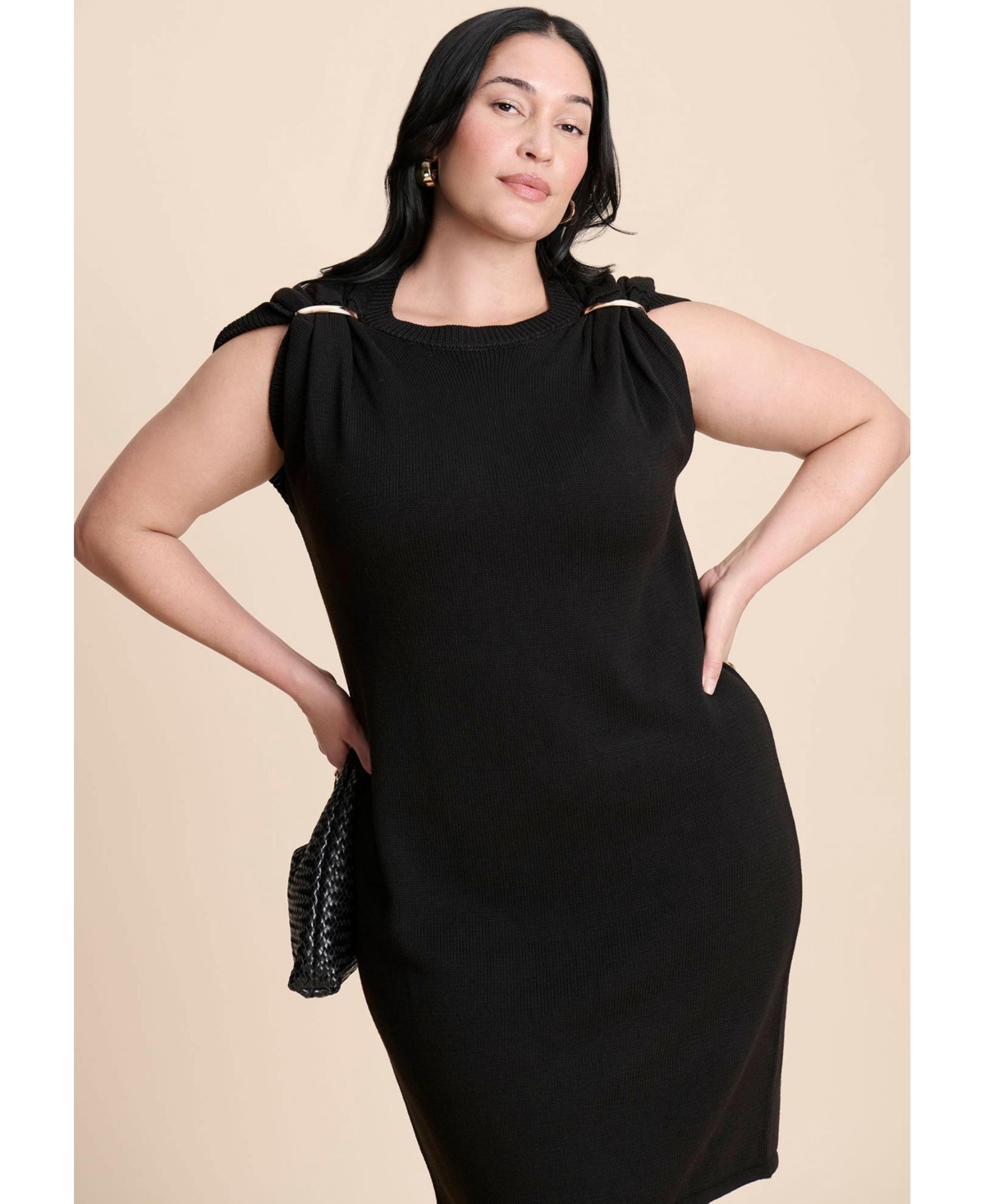 Eloquii Women's Metal Detail Sweater Dress