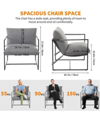 Sling Accent Chair for Living Room,Metal Framed Armchair with Shredded Foam Cushioning