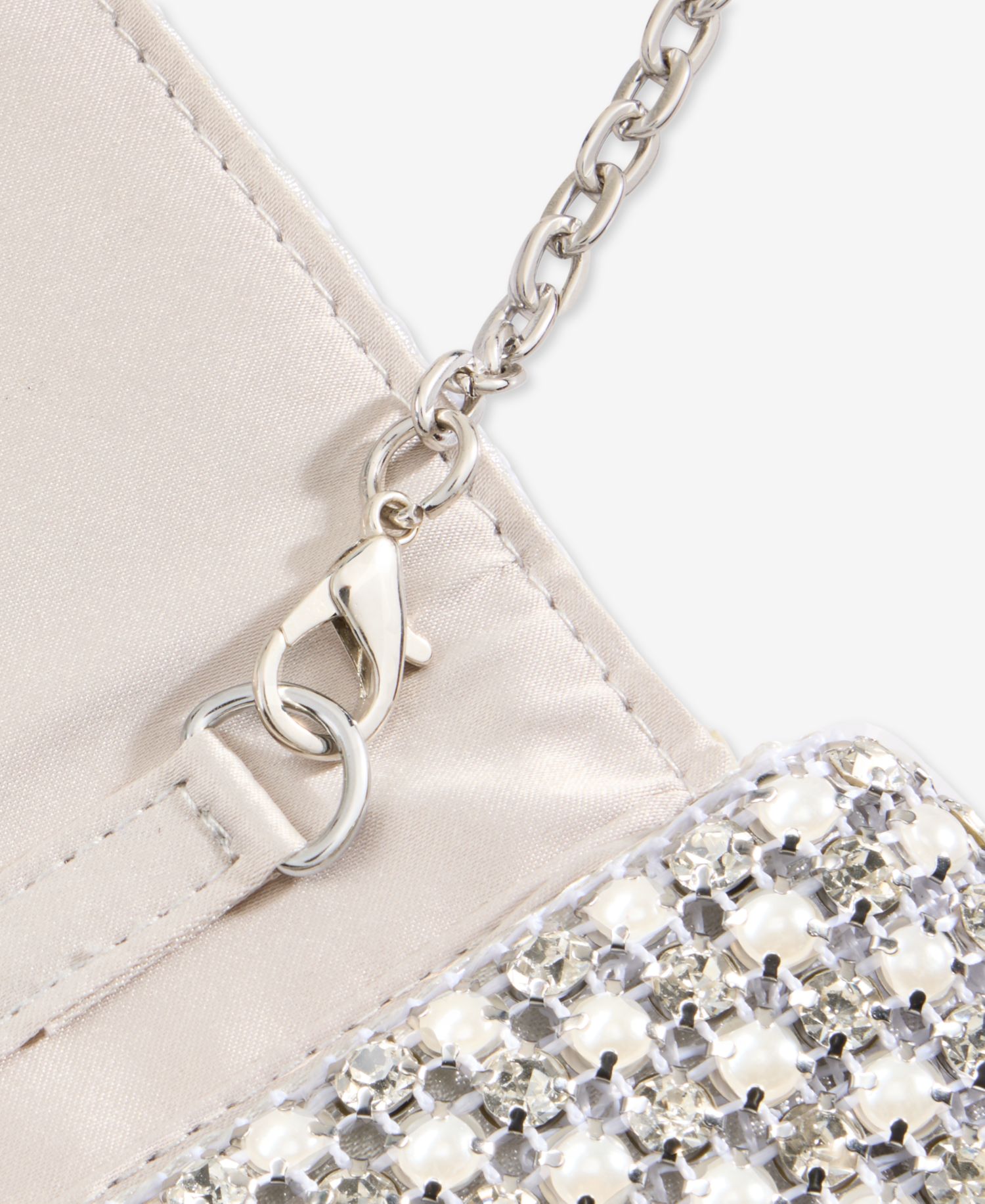 Prudence Imitation Pearl Diamond Clutch