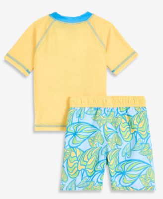 Toddler Boys' 2T-4T Short-Sleeve Rashguard & Mesh-Lined Swim Trunks, 2-Piece Set