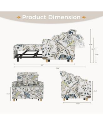 36" Sleeper Chair, Convertible Chair Bed for Adults, 3-in-1 Pull Out Sofa Chair