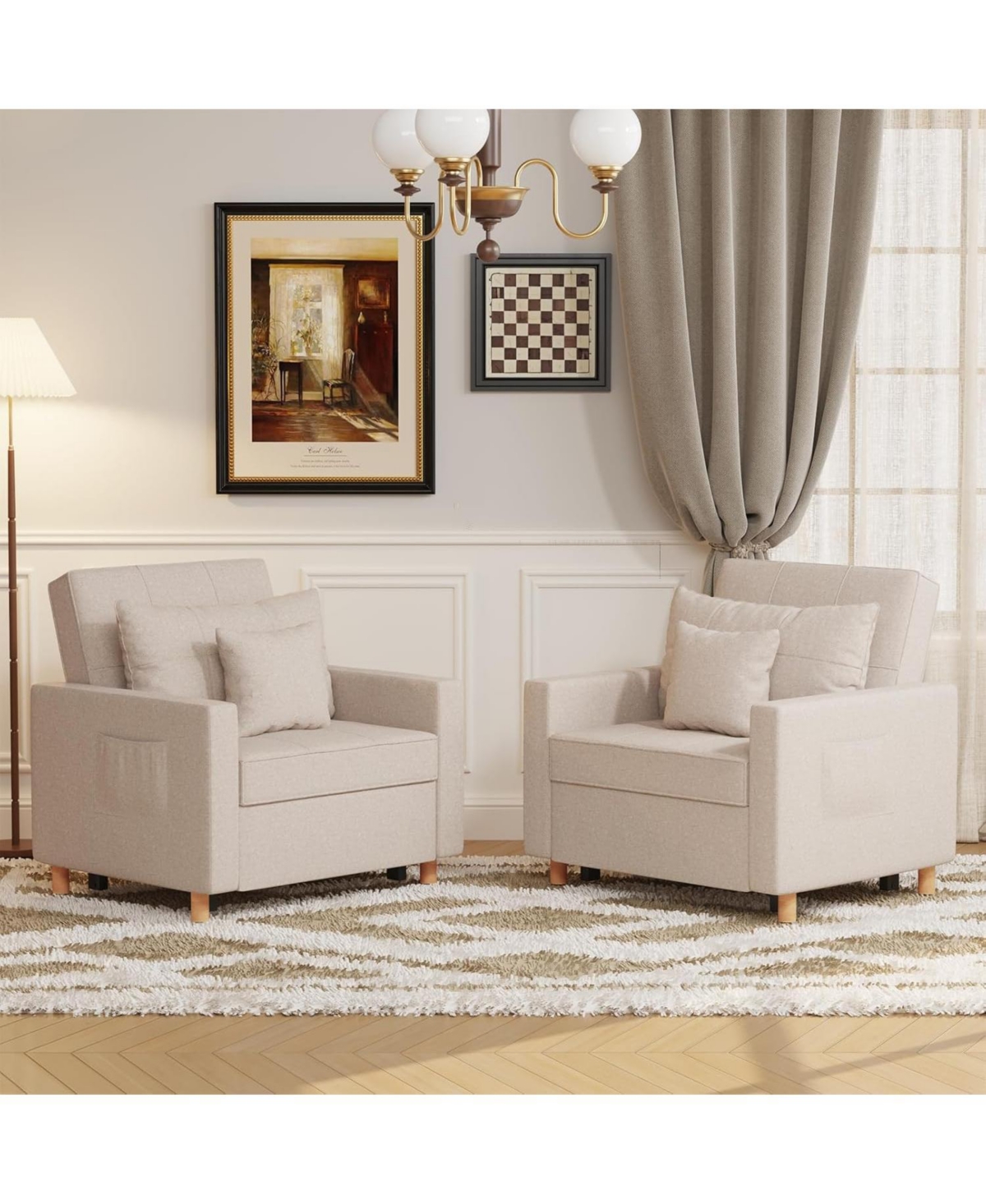 Aecojoy 36" Sleeper Chair, Convertible Chair Bed for Adults, 3-in-1 Pull Out Sofa