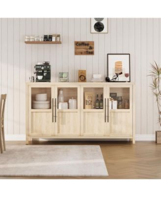 Sideboard Buffet Cabinet with 4 Glass Doors, Buffet Cabinet