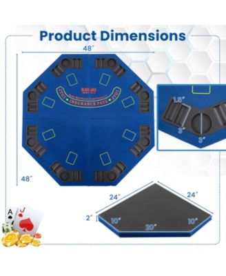 Foldable 8 Player Poker Table Top with Cup Holders and Chip Trays