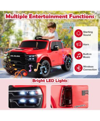 Two Seater Ride On Truck for Kids with Remote Control Storage Bed and Safety Belts