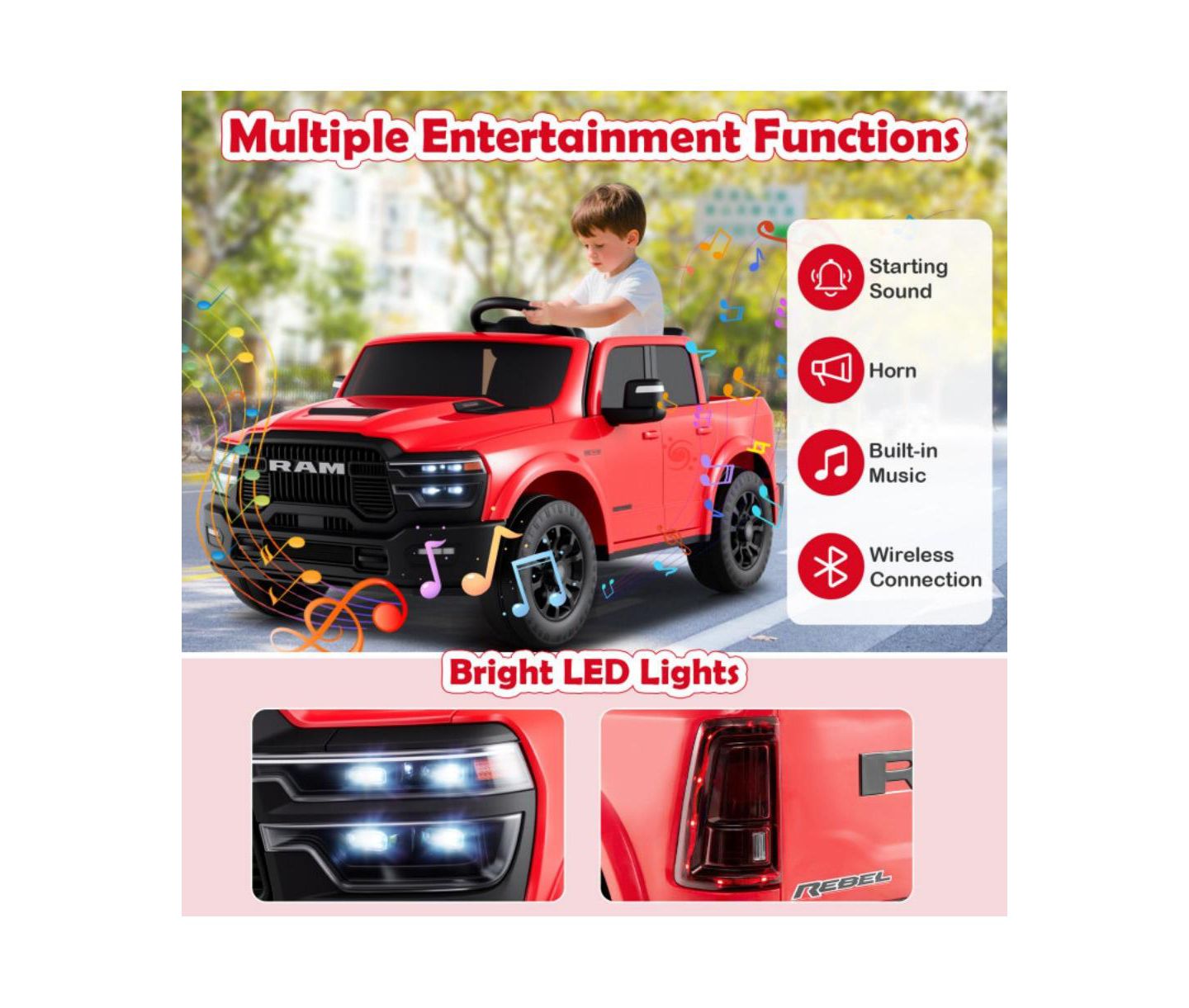 Детская игрушка HONGGE Two-Seater Ride-On Truck with Remote Control & Dual Motors, 2-Seater, Ages 3+, цвет: Красный — фото 7