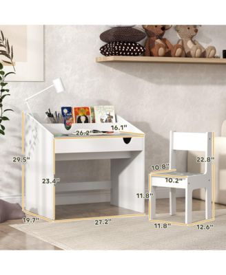 Kids Desk and Chair Set with Storage Organizer for Ages Three and Up