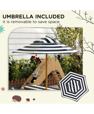 Kids Outdoor Table and Bench Set with Umbrella Seating for Ages 3 to 8