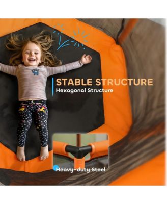 Kids Indoor Trampoline with Enclosure and Basketball Hoop for Ages Three to Six