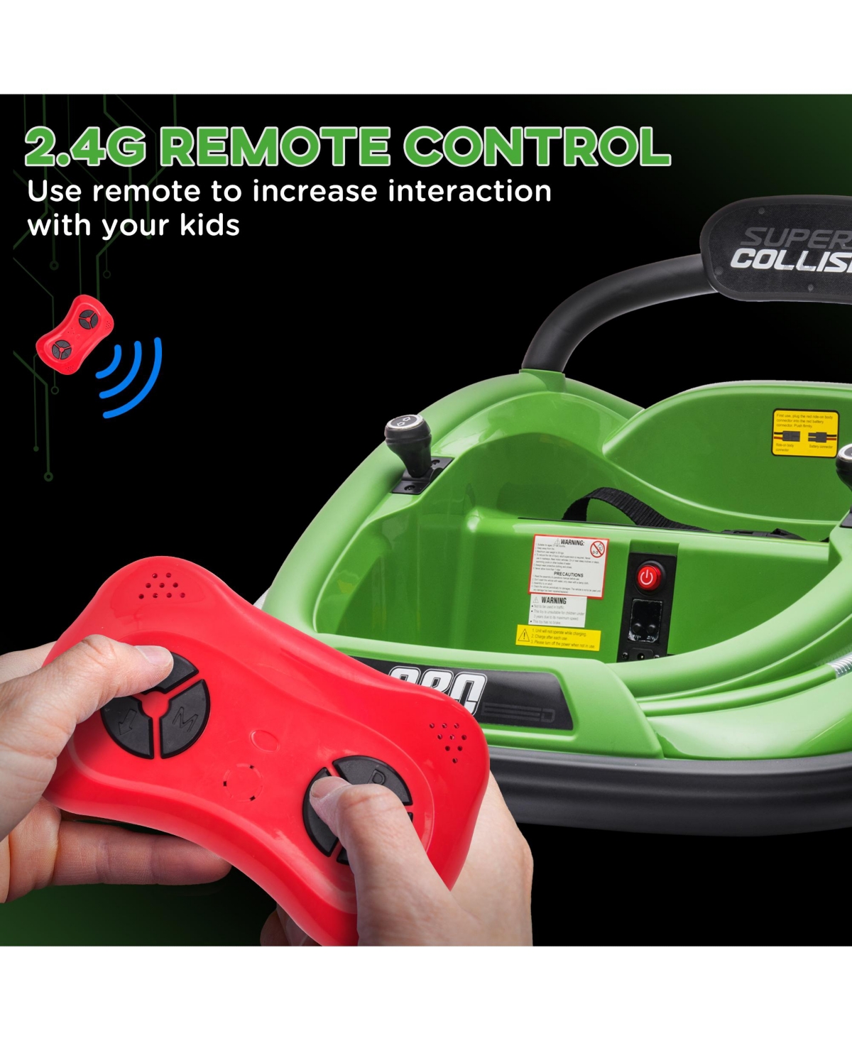 Hongge Kids Electric Bumper Car with 360 Spin Music and Parent Remote for Ages 3 to 5