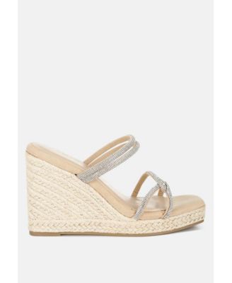 Womens Enocha Rhinestones Embellished Espadrilles Sandals