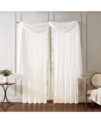 Athena Faux Silk Window Curtain and Scarf Set