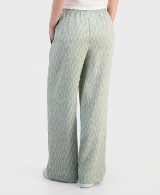 Juniors' Lightweight Printed Wide-Leg Pants