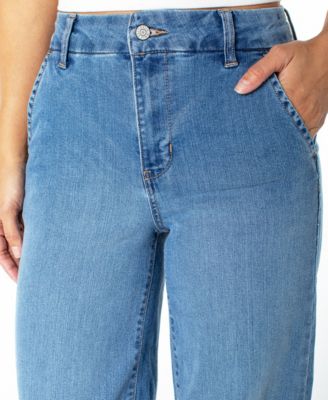 Juniors' High-Rise Wide-Leg Trouser Jeans