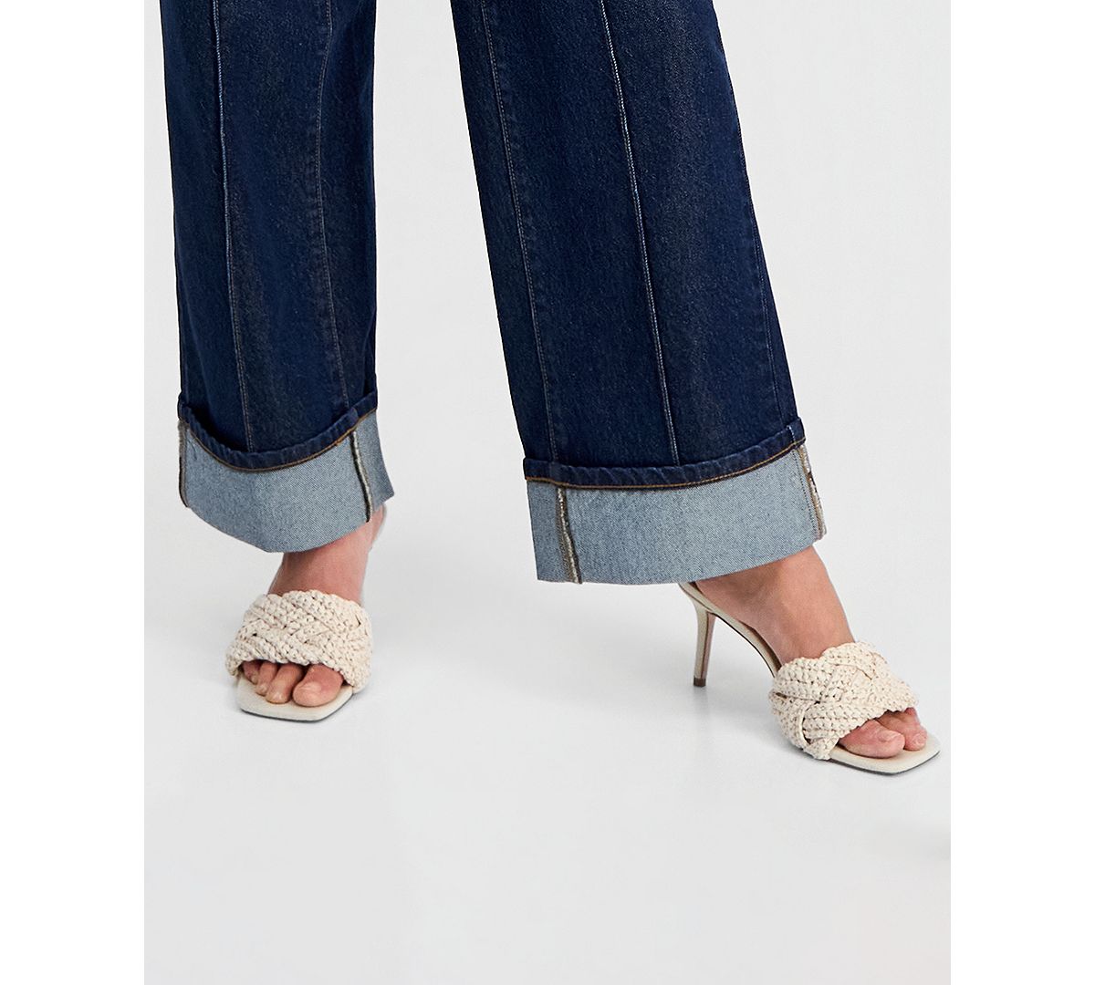 I.N.C. International Concepts Petite High-Rise Pintuck Cuffed Wide-Leg Jeans, Created for Macy's view 2 — MAYCSS fashion products