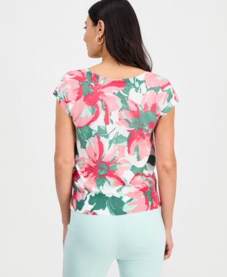 Petite Printed Dolman-Sleeve Sweater