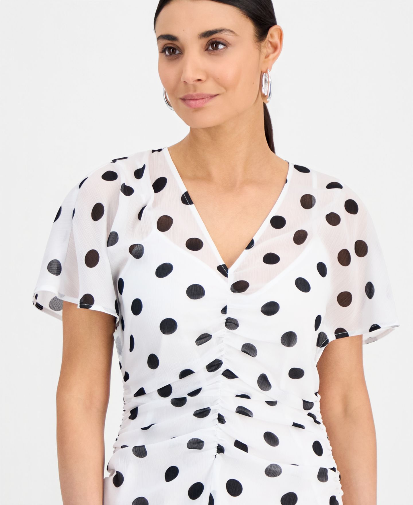 Женское платье I.N.C. International Concepts Flutter Sleeve Maxi, цвет: Alia Dots — фото 3