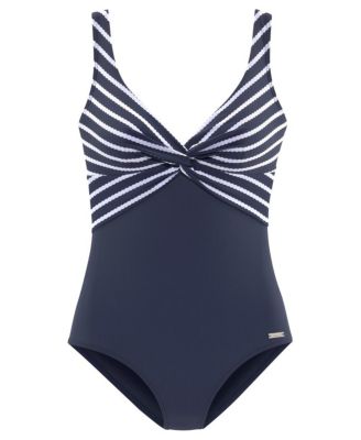 Women's Striped Tummy Control One Piece Swimsuit