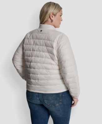 Plus Size Moto Collar Short Packable Coat