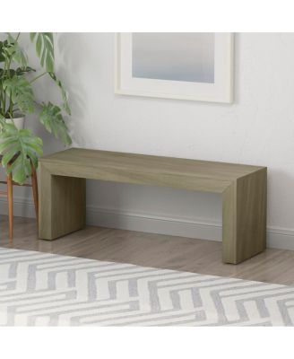 Acacia Wood Dining Bench, Light Gray Oak