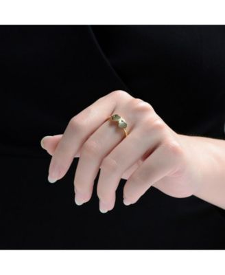 Elegant CZ Double Heart Band Ring in 14K Gold Plated