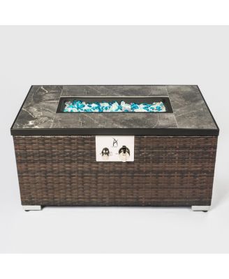 Outdoor Rectangle Fire Pit Table with Propane Tank Cover