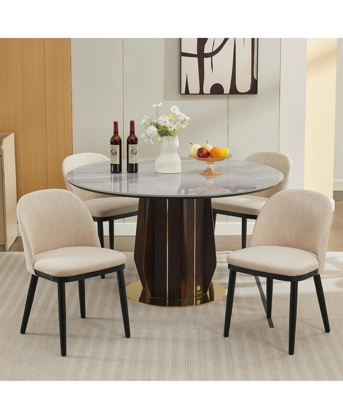gaomon Upholstered Dining Chairs Set of 2,Modern Fabric Dinner with Wood Legs