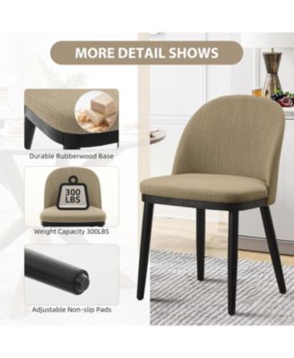 Upholstered Dining Chairs Set of 2,Modern Fabric Dinner Chairs with Wood Legs