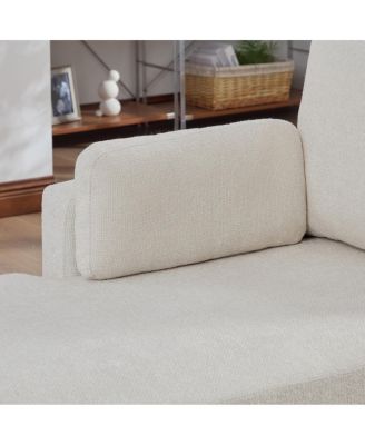 Modular sofa bed with cushions, upholstered in soft chenille fabric. Ivory-L