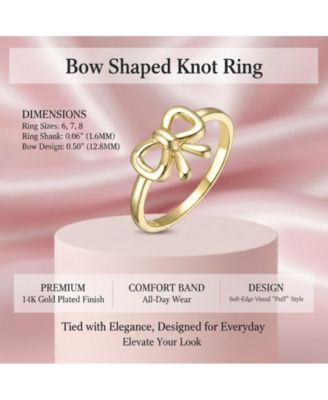 Timeless Bow Shaped Polished Knot Ring in 14K Gold Plated
