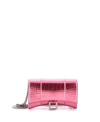 Hourglass Chain Wallet Embossed Leather