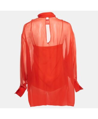 Women's Silk Neck Tie Detail Top