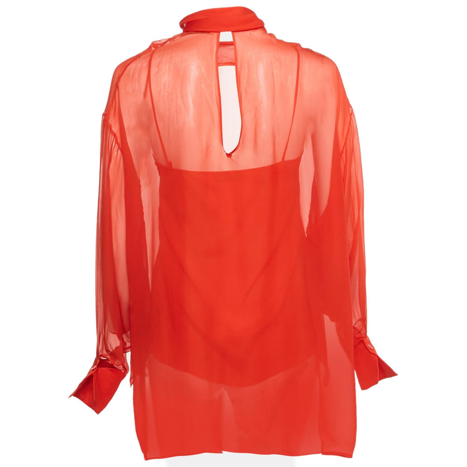 Women's Silk Neck Tie Detail Top