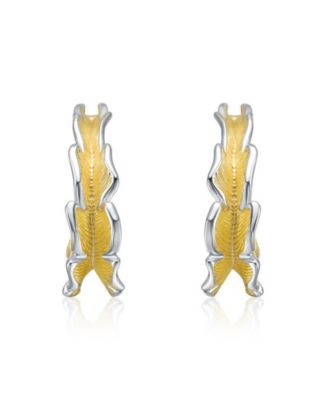 Timeless Wavy Hoop Statement Earrings in Two-Toned Gold Plated