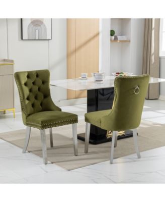 Modern Velvet Dining Chairs with Chrome Legs, Set of 2