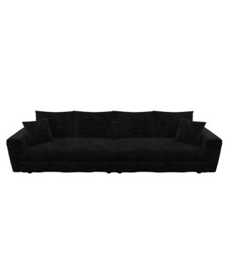 Plush Corduroy 4-Seat Sofa, Modern Comfy Cloud Couch with Soft Pillows